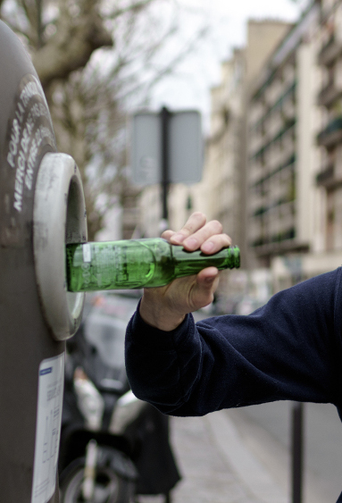 Tri d'une bouteille en verre